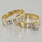 Estate Vintage 14k Gold Diamond Engagement Ring Set  