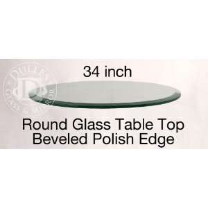 Glass Table Top 34 Round, 3/8 Thick, Beveled Edge 