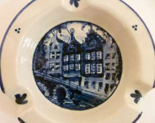   Delft Hand Painted Ash Tray With a Scenic View; made in Holland
