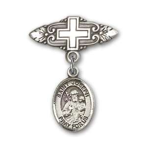  St. Joseph Charm and Badge Pin with Cross St. Joseph is the Patron 