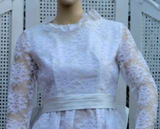   Deb Mod Empire Babydoll White Lace Scallop Wedding Party Dress  