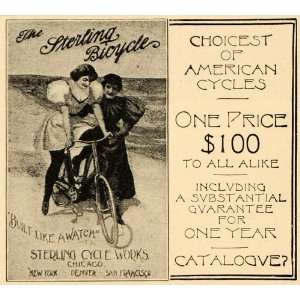  1896 Ad Sterling Cycle Works Bicycle Fashion Dress Sand 