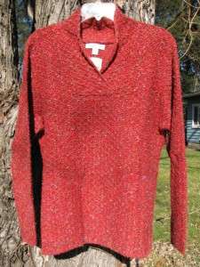 Coldwater Creek Cross V Neck Marled Pullover Sweater  