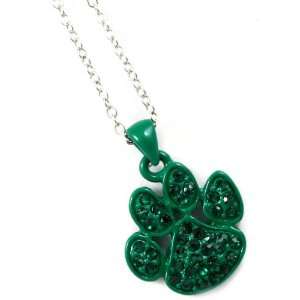 The Cutest Crystal Green Pawprint Necklace Ever Jewelry