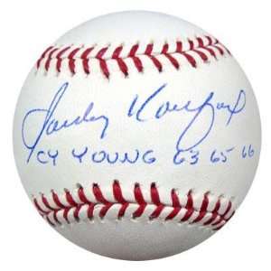  Sandy Koufax Autographed Baseball   Cy Young 63 65 66 PSA 
