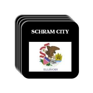  US State Flag   SCHRAM CITY, Illinois (IL) Set of 4 Mini 