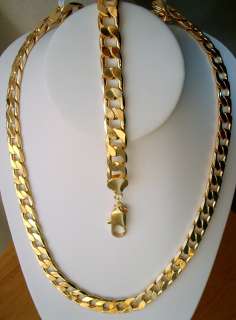 18K GOLD FILLED MENS BIG CUBAN LINK 1/2 Wide 2pc NECKLACE CHAIN 