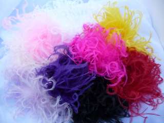 Curly Ostrich Feather Puff Hair Bow Clip Free Headband  