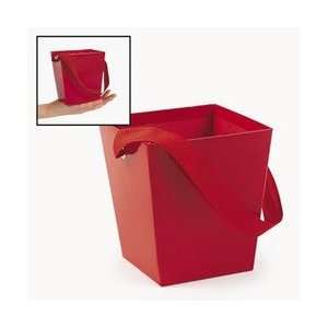  Red Cardboard Bucket W/Ribbon Handle (6 Pcs)   Bulk [Toy 
