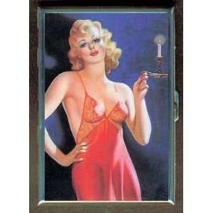 KL VINTAGE PIN UP W/ CANDLE ID CREDIT CARD WALLET CIGARETTE CASE 