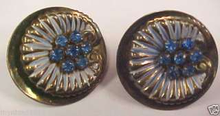 Vintage Sandor Earrings STERLING w/BLUE RHINESTONES  