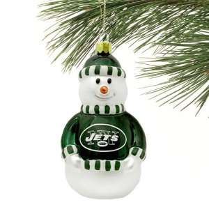  New York Jets Blown Glass Snowman Ornament Sports 