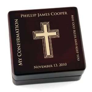  Personalized Contemporary Confirmation Wooden Rosary Box 