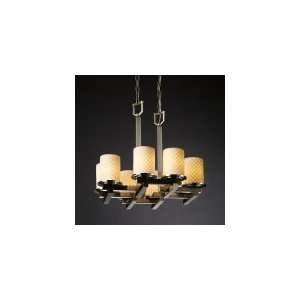   Light Single Tier Chandelier in Brushed Nickel with Sawtooth glass