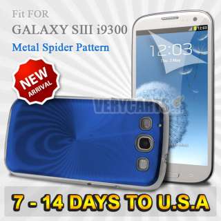   Metal Hard Case Cover For SAMSUNG GALAXY S3 I9300 + Film Blue  