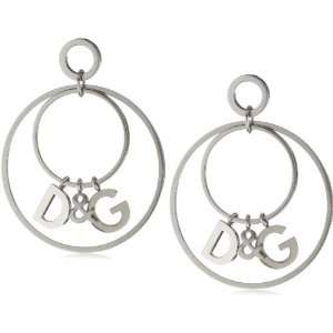  D&G Womens Stainless Steel Charm Hoop Earrings Jewelry