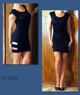 ESTAM Knit Spandex Short Cocktail Party Dress in Navy available in S/M 