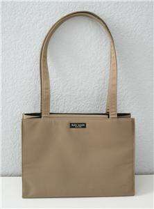 Kate Spade Handbag Purse Beige Nylon Sam Tote Shoulder Bag   Authentic 