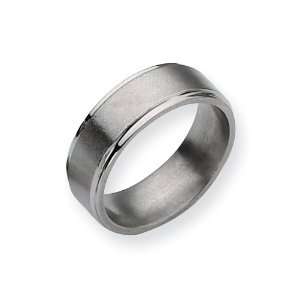  Titanium Grooved Edge 8mm Satin and Polished Band Size 10 