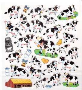 Dairy cow calf milk cheese stickers silver accents NIP  
