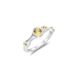  0.44 Cts Yellow Sapphire Wedding Band in 14K White Gold 5 