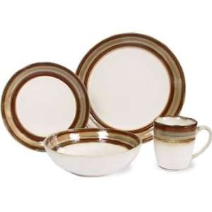  Sango Waves Brown 16 Piece Set, Service for 4 Kitchen 