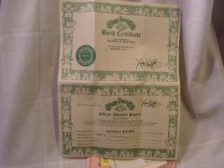 1985 CABBAGE PATCH KID Daniela Rachel & Birth Certif.  