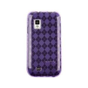 Flexible Plastic TPU Phone Case Cover Dark Purple Checkers For Samsung 