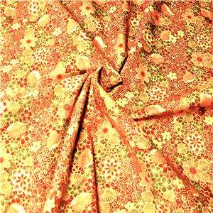 Red Rooster Cotton Fabric, Anna Fishkin Gold Floral FQs  