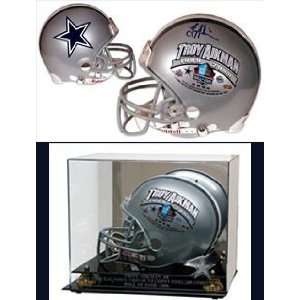 Troy Aikman Signed Cowboys/HOF Helmet w/Display  Sports 