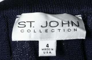 St. John Collection Navy Blue Classic Matching Jacket Skirt Combo Sz 