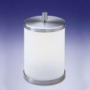  Frozen Glass Waste Basket with Lid Finish Chrome Office 