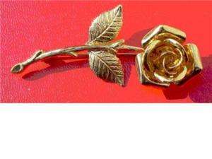 Vintage signed MONET gold tone rose pin / brooch  