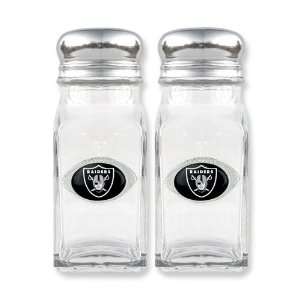    NFL Raiders Glass Salt and Pepper Shakers
