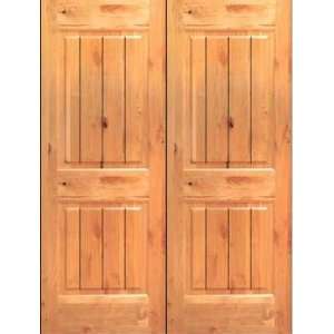 Interior Door Knotty Alder Two Panel V Groove Pair (Single also 