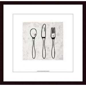   Knife, Fork And Spoon   Artist Allan Stevens  Poster Size 19 X 19