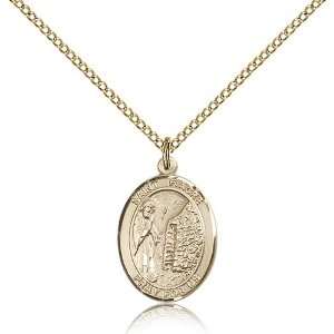 Gold Filled St. Saint Fiacre Medal Pendant 3/4 x 1/2 Inches 8298GF 