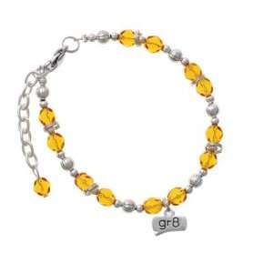  gr8   Great   Text Chat Yellow Czech Glass Beaded Charm 