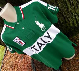   RALPH LAUREN Italy Big Pony Custom Fit Green Polo Rugby Mens Sz XL NWT