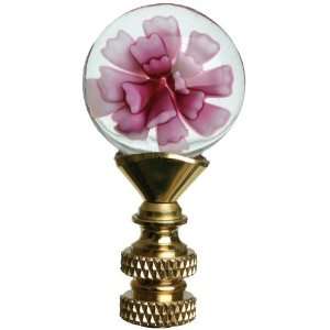   Pride Lampshade Co. FN28 L15P, Decorative Finial, Pink Flower in Glass