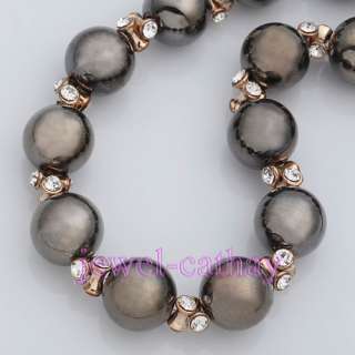 Stunning 17mm Round Glossy Beads & Dazzling CZ Necklace  