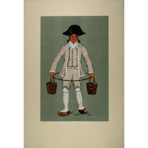 1929 Pochoir French Man Tricorn Sabot St. Bonnet France   Orig. Print 