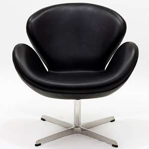  Arne Jacobsen Swan Chair in Black Aniline Leather