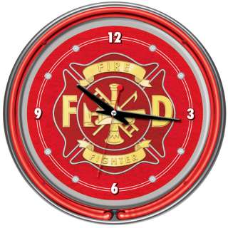 Fire Fighter 14 Neon Clock Game Room Wall Clock 844296084944  