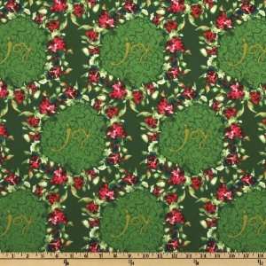   Holiday Large Wreath Green Fabric By The Yard Arts, Crafts & Sewing
