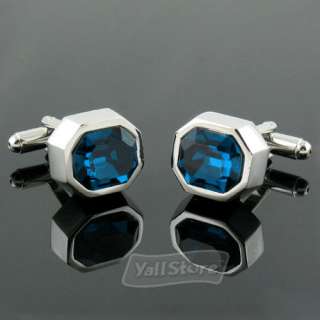 High Quality Blue Romantic Large Crystal Formal Style Men`s Cufflinks 