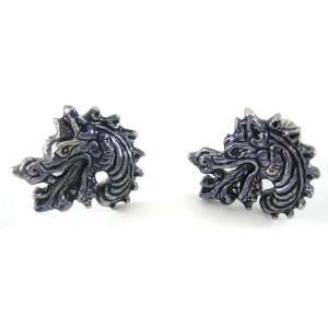  Sterling Silver Baade II Dragon Head Cufflinks Jewelry