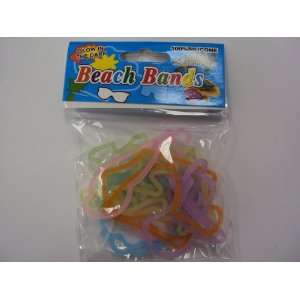  Glow in Dark Beach Rubba Bandz Rubber Bands Bracelets (12 
