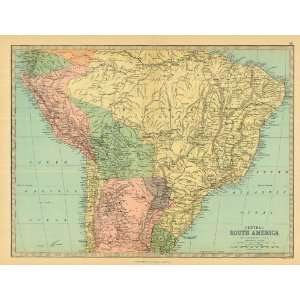  Bartholomew 1881 Antique Map of South America Office 