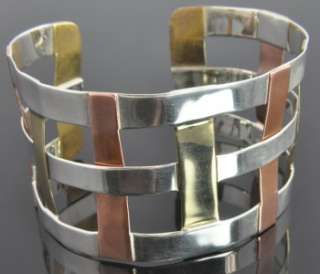 Robert Lee Morris RLM Studio Sterling Silver Copper Brass Woven Cuff 